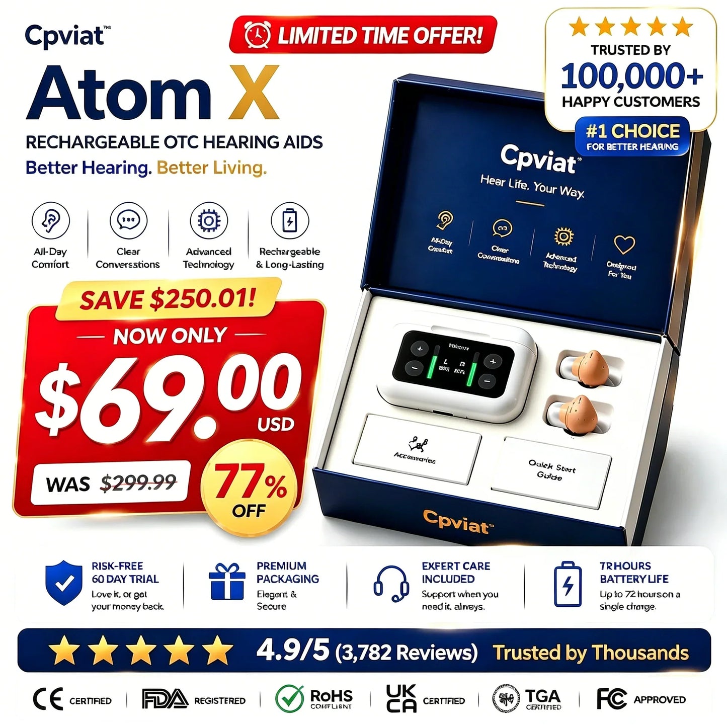 🔥 Today Only! Cpviat™ Atom X Smart Hearing Aids — Hear Clearly, Feel Confident Again 💖